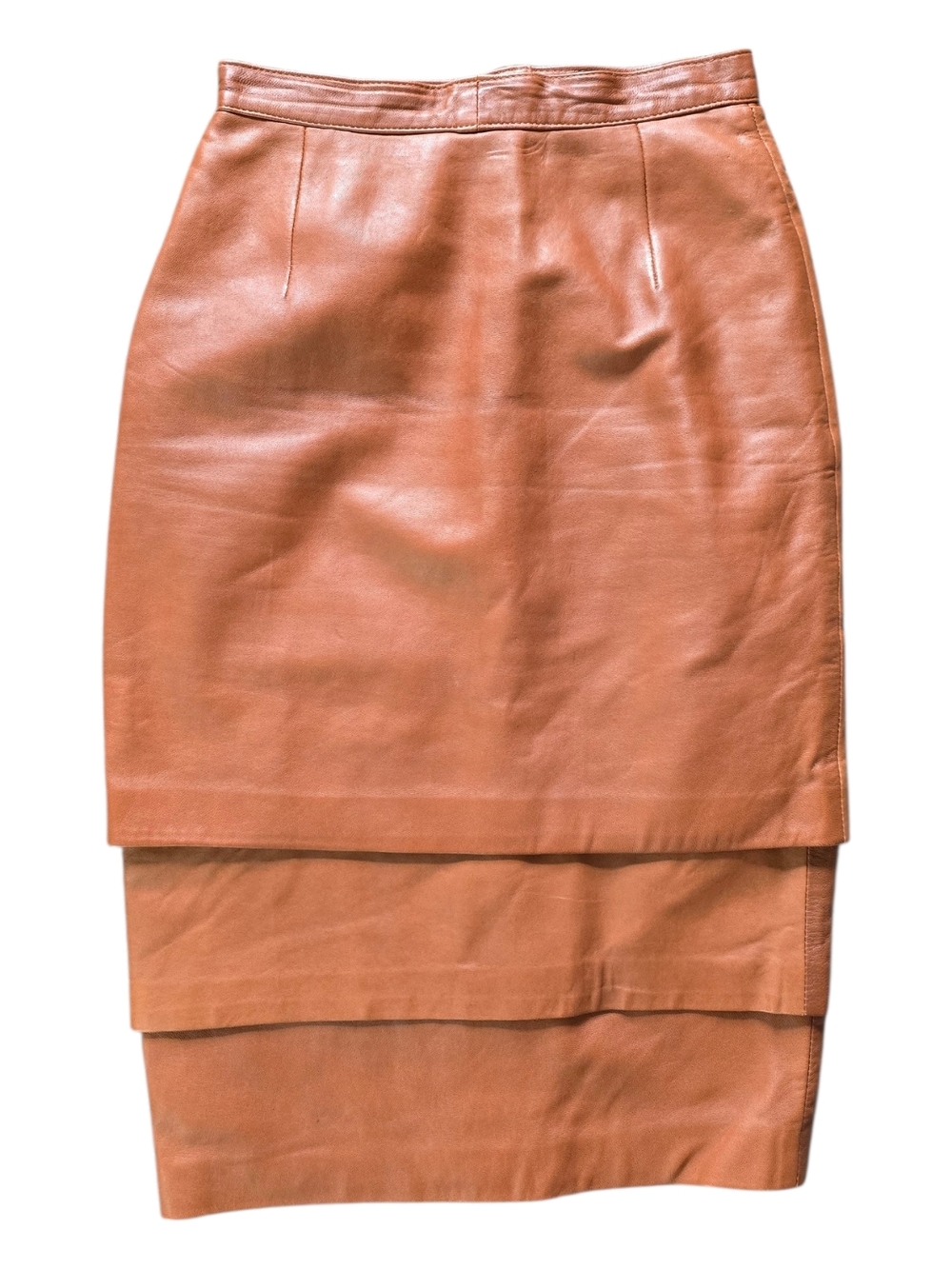 Buttery Vintage Leather Layered Pencil Skirt